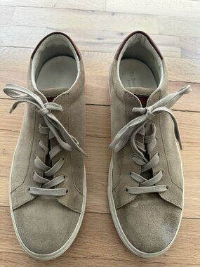 James Taupe Suede Stretch Lace Luxury Low-Top Sneakers